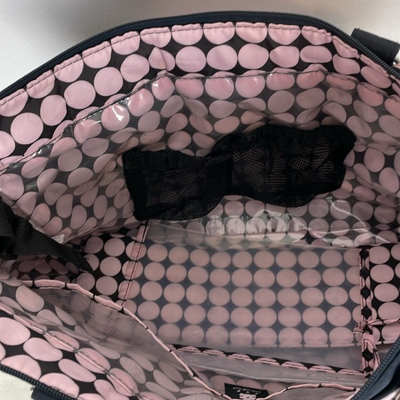 Carter's Black Pink Baby Diaper Bag Large 2 Outside Pockets 2 Side Pockets - Picture 3 of 5